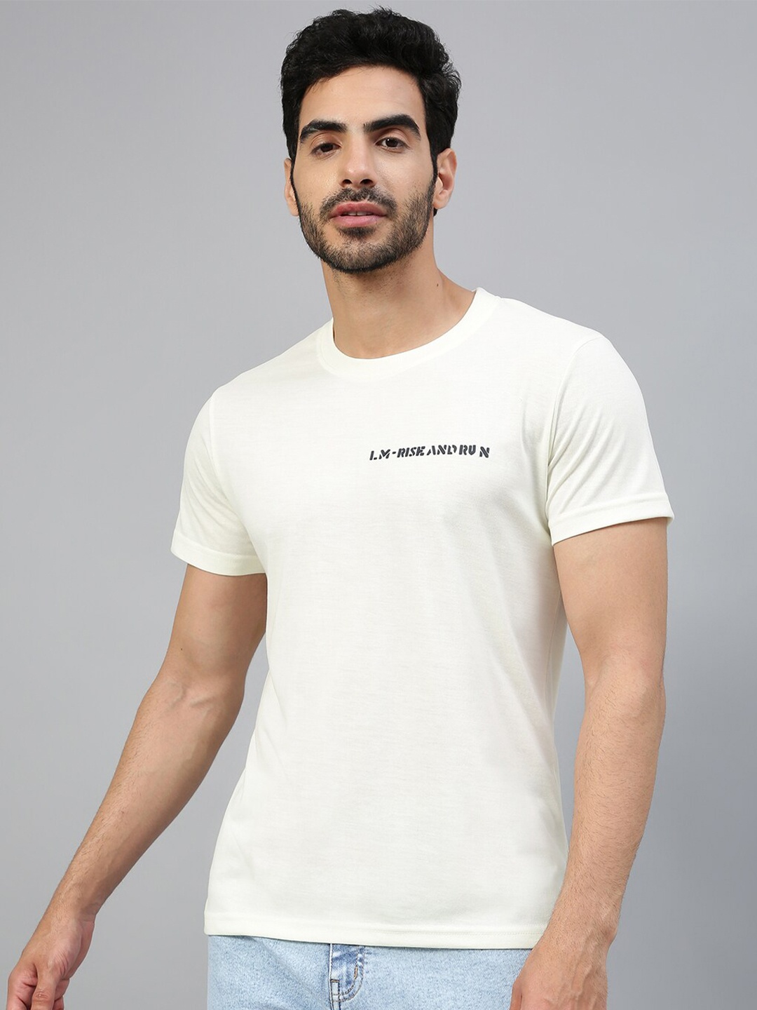 FTX Typography Printed Regular Fit T-shirt, Off white