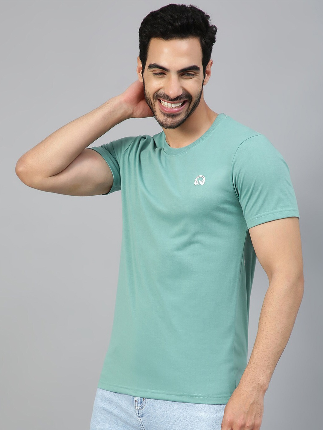 

FTX Round Neck Casual Cotton Knitted T-shirt, Green