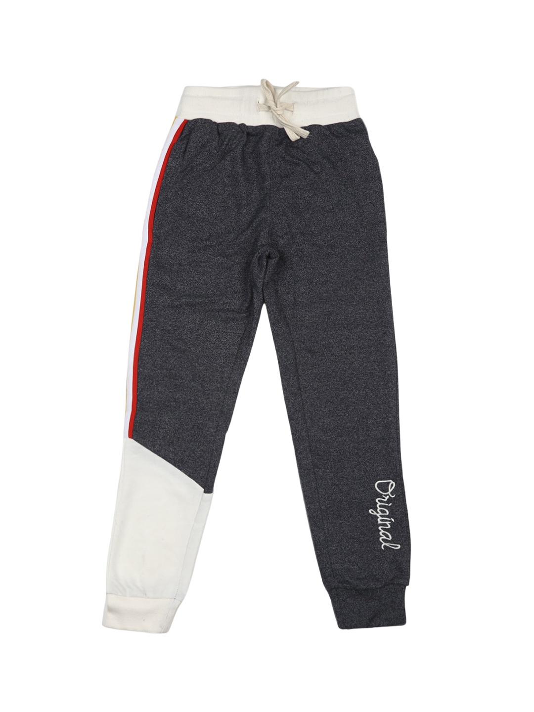 

Alan Jones Girls Colorblocked Mid Rise Cotton Joggers, Grey