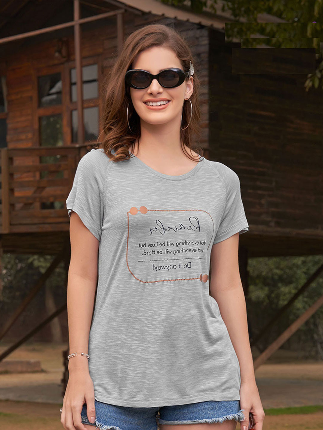 

TITTLI Typography Printed Cotton T-shirt, Grey