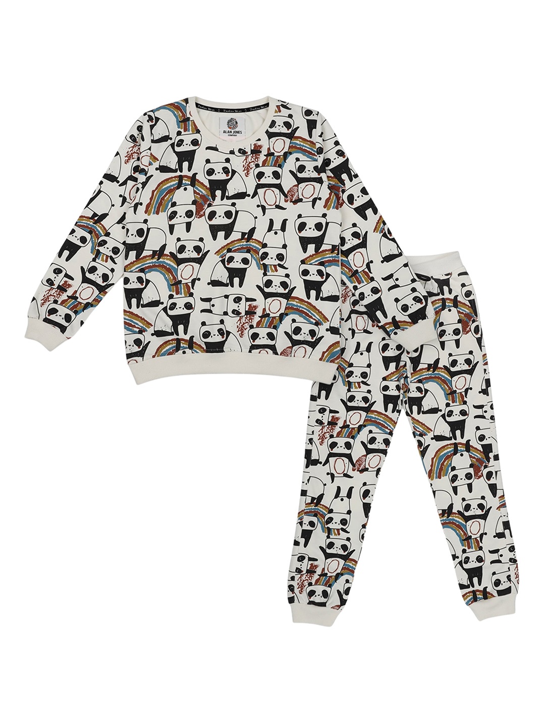 

Alan Jones Girls Panda Printed Tracksuits, Off white