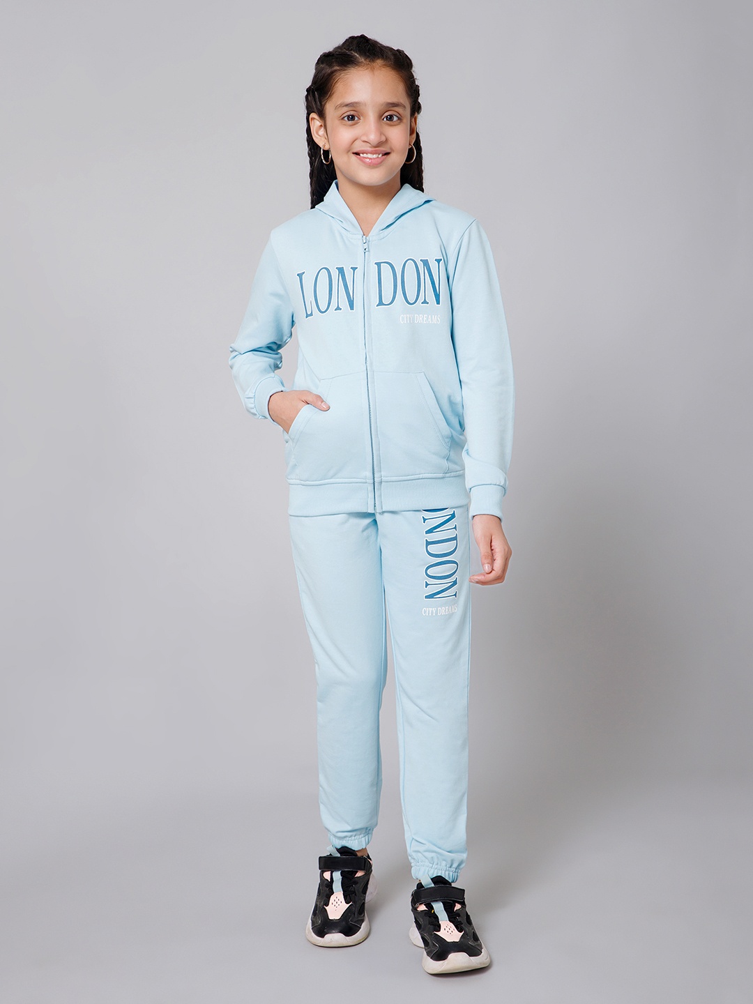 

Alan Jones Girls Typography Printed Tracksuits, Blue