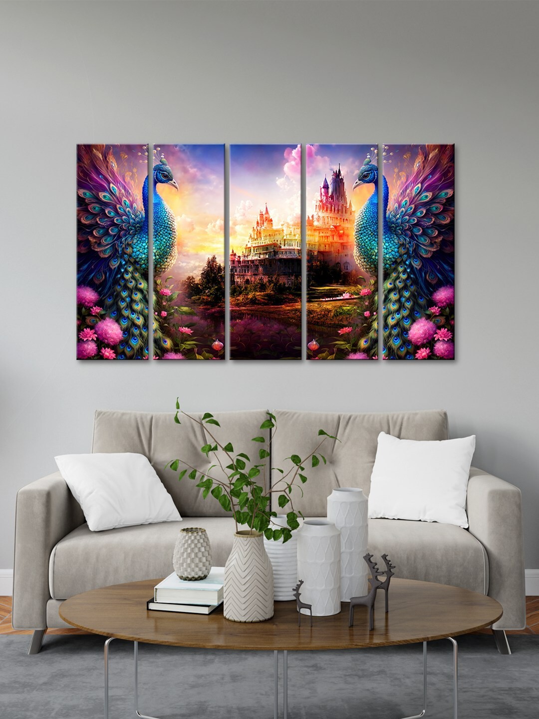 

999Store Pink 5 Pcs Art With Abstract Effect Modern Painting Art Panels