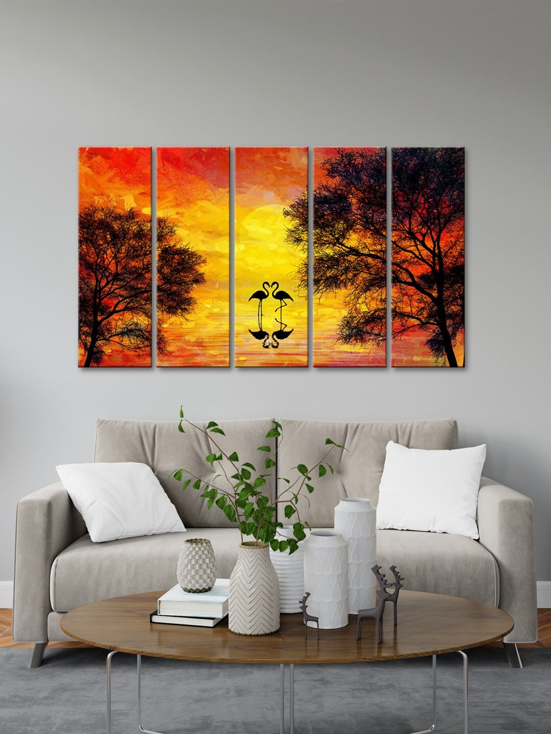 

999Store Yellow 5 Pieces Graphic Printed Frame Painting Art Panels