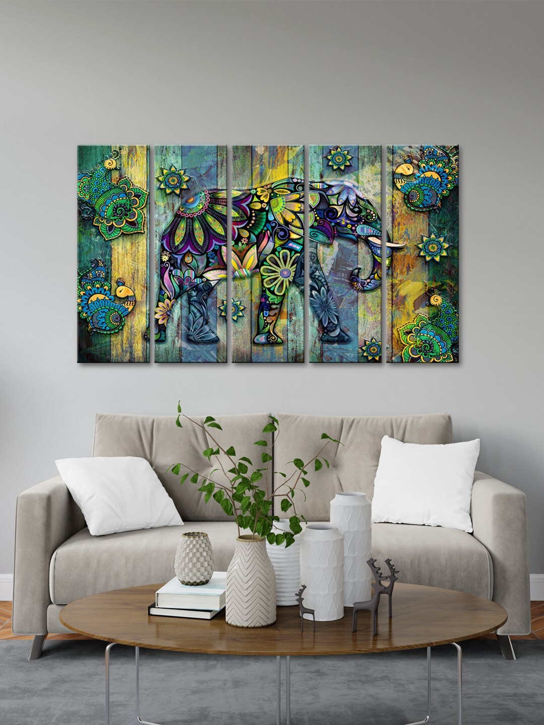 

999Store Green 5 Pieces Graphic Printed Multi Frame Painting Art Panels