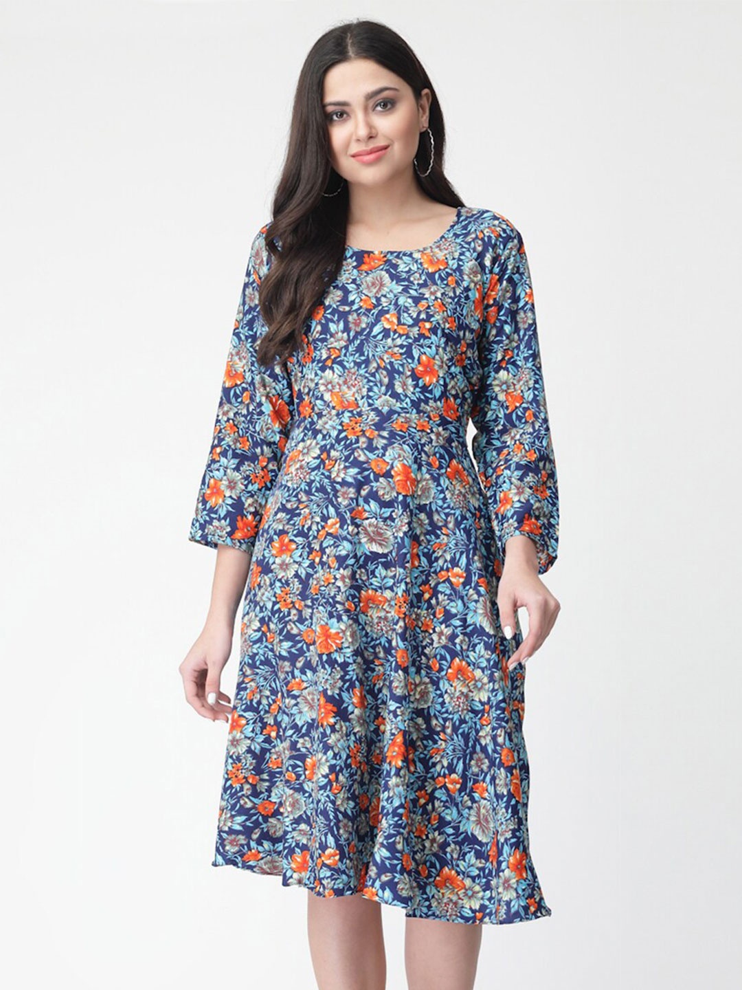 

MISS AYSE Floral Printed Fit & Flare Dress, Blue