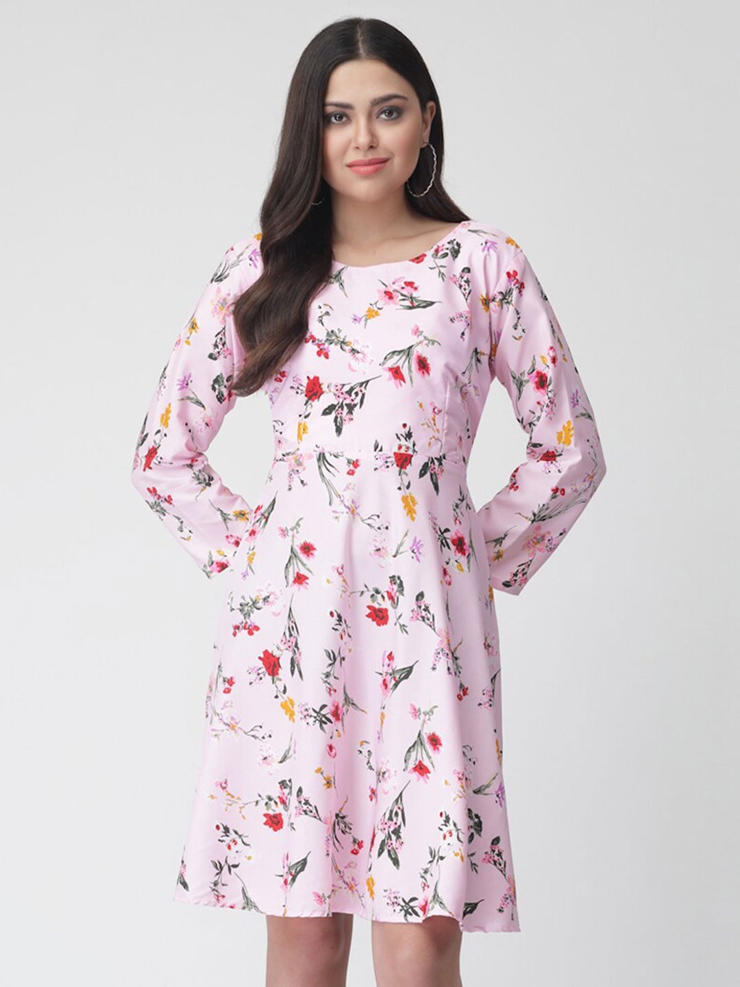 

MISS AYSE Floral Printed Fit & Flare Dress, Pink