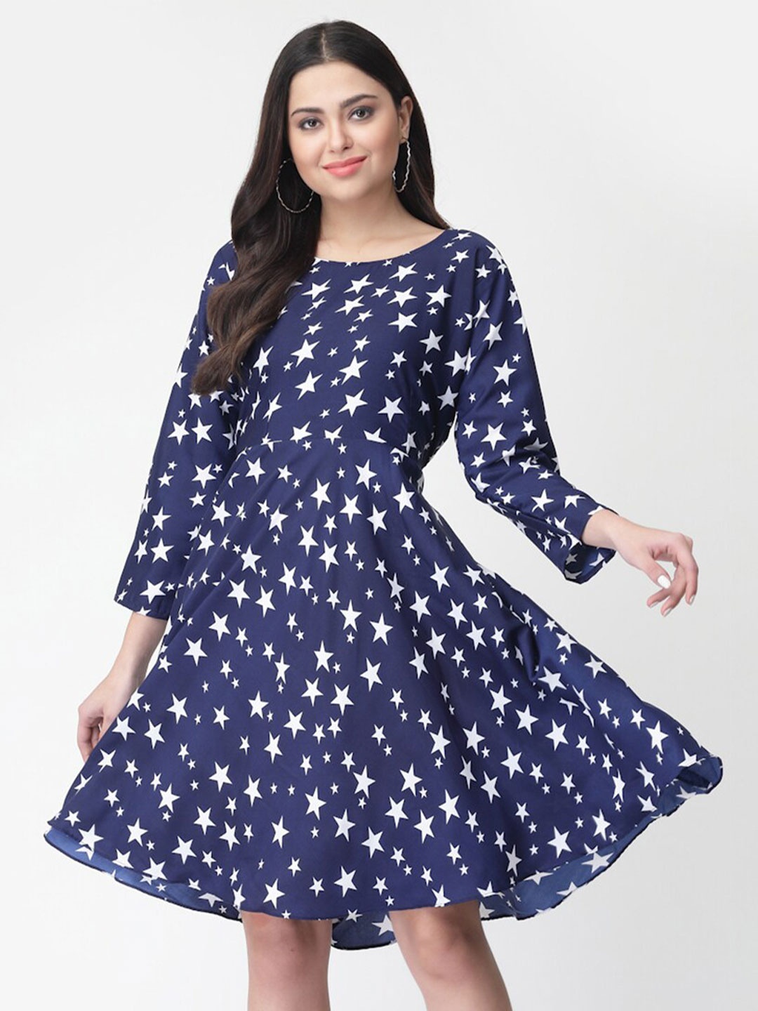 

MISS AYSE Conversational Printed Fit & Flare Dress, Navy blue