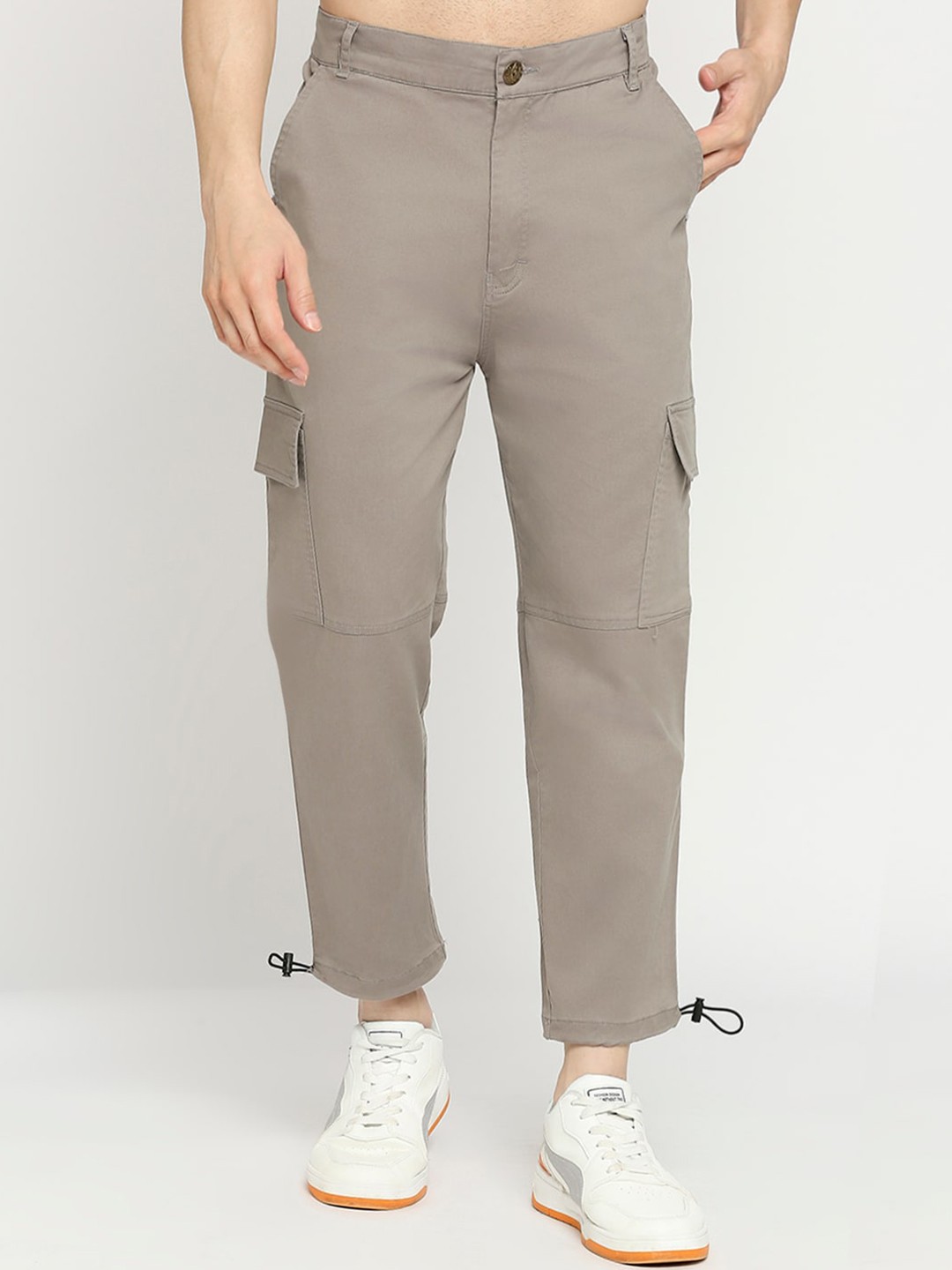 

Blamblack Men Comfort Cotton Cargos Trousers, Grey