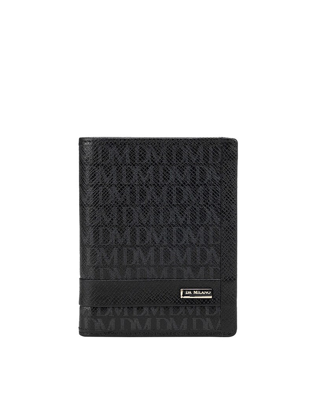 

Da Milano Women Black Textured Leather Two Fold Wallet