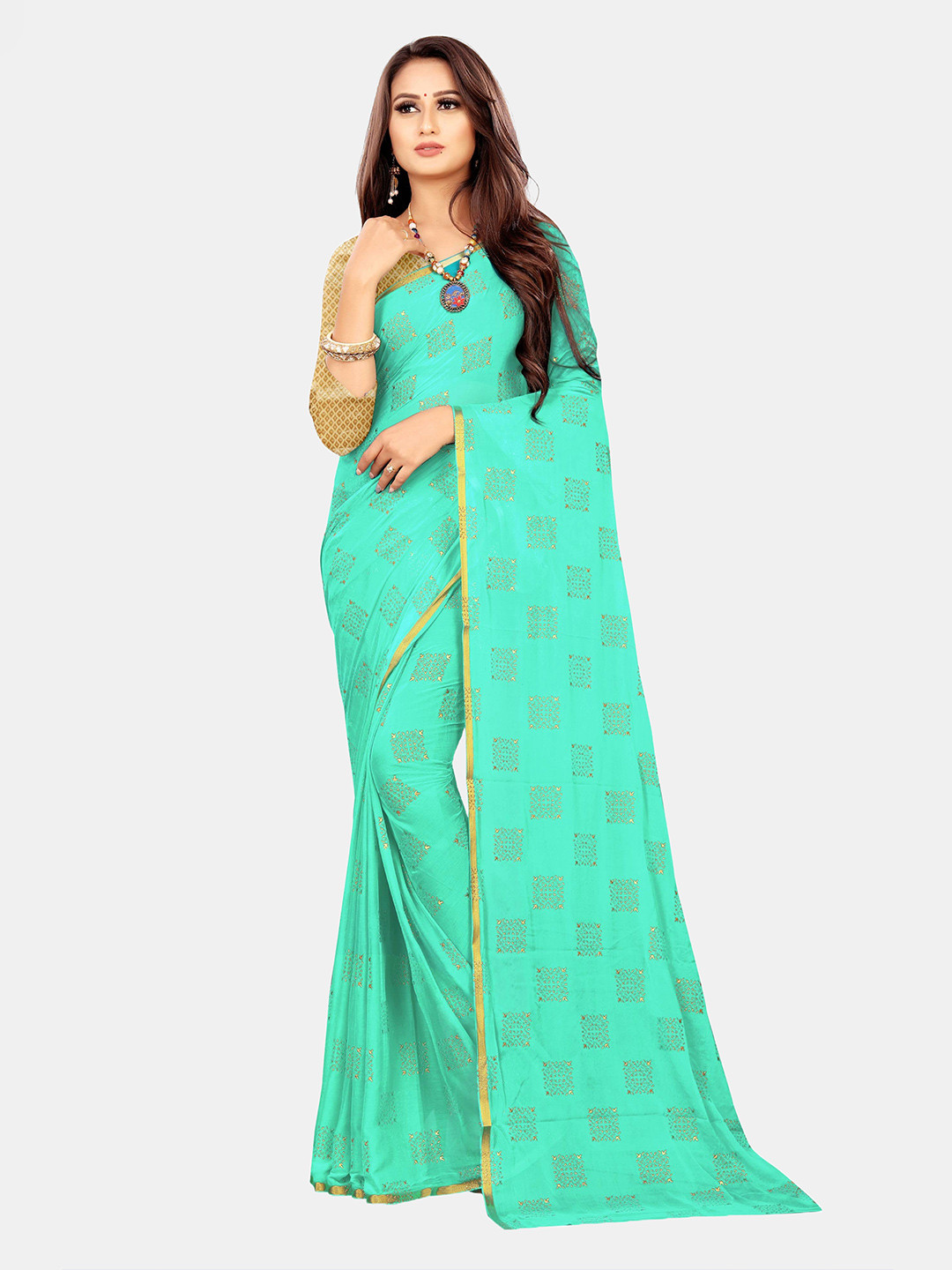 

Rhey Pure Chiffon Saree, Sea green