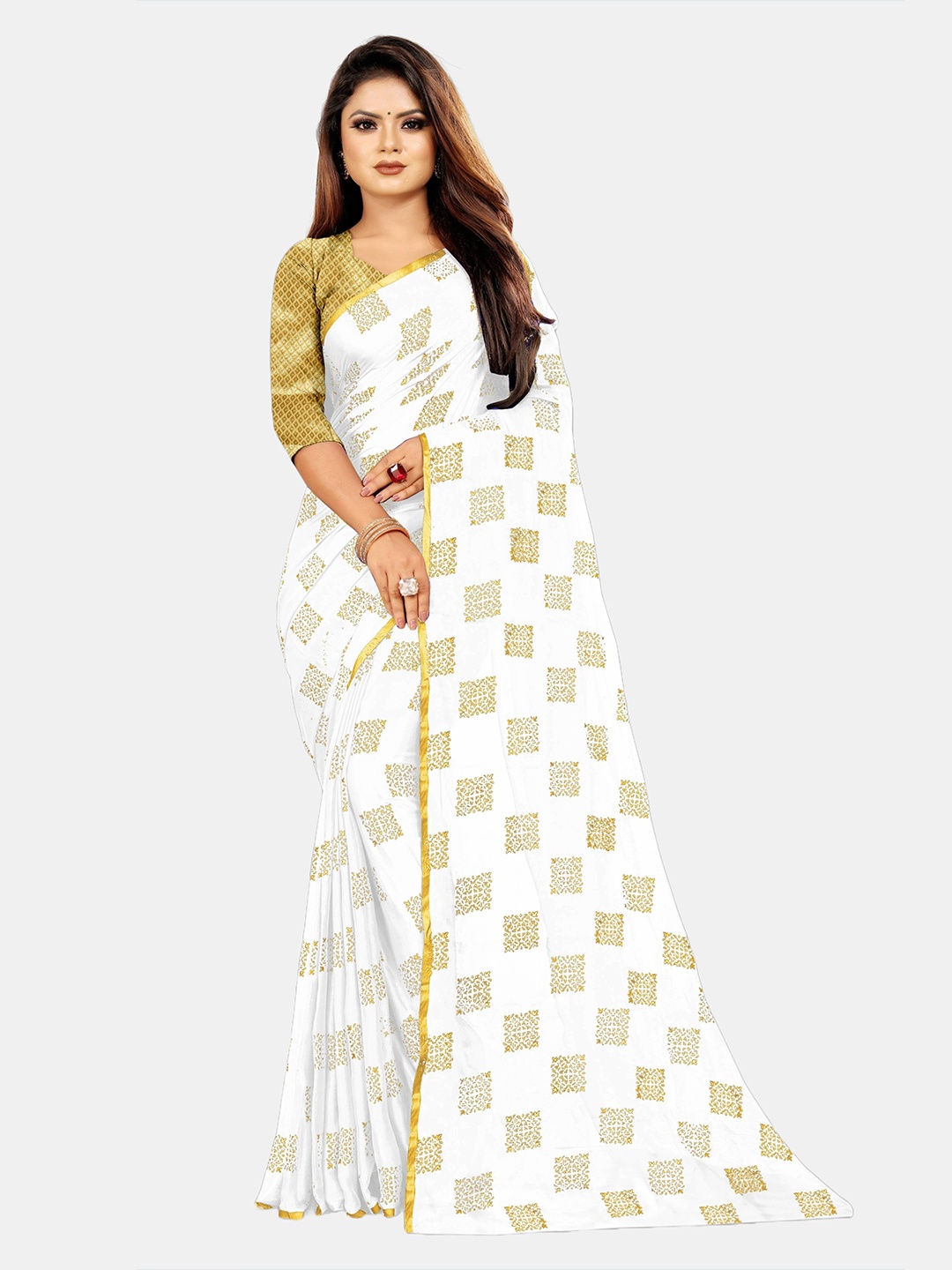 

Rhey Pure Chiffon Saree, White