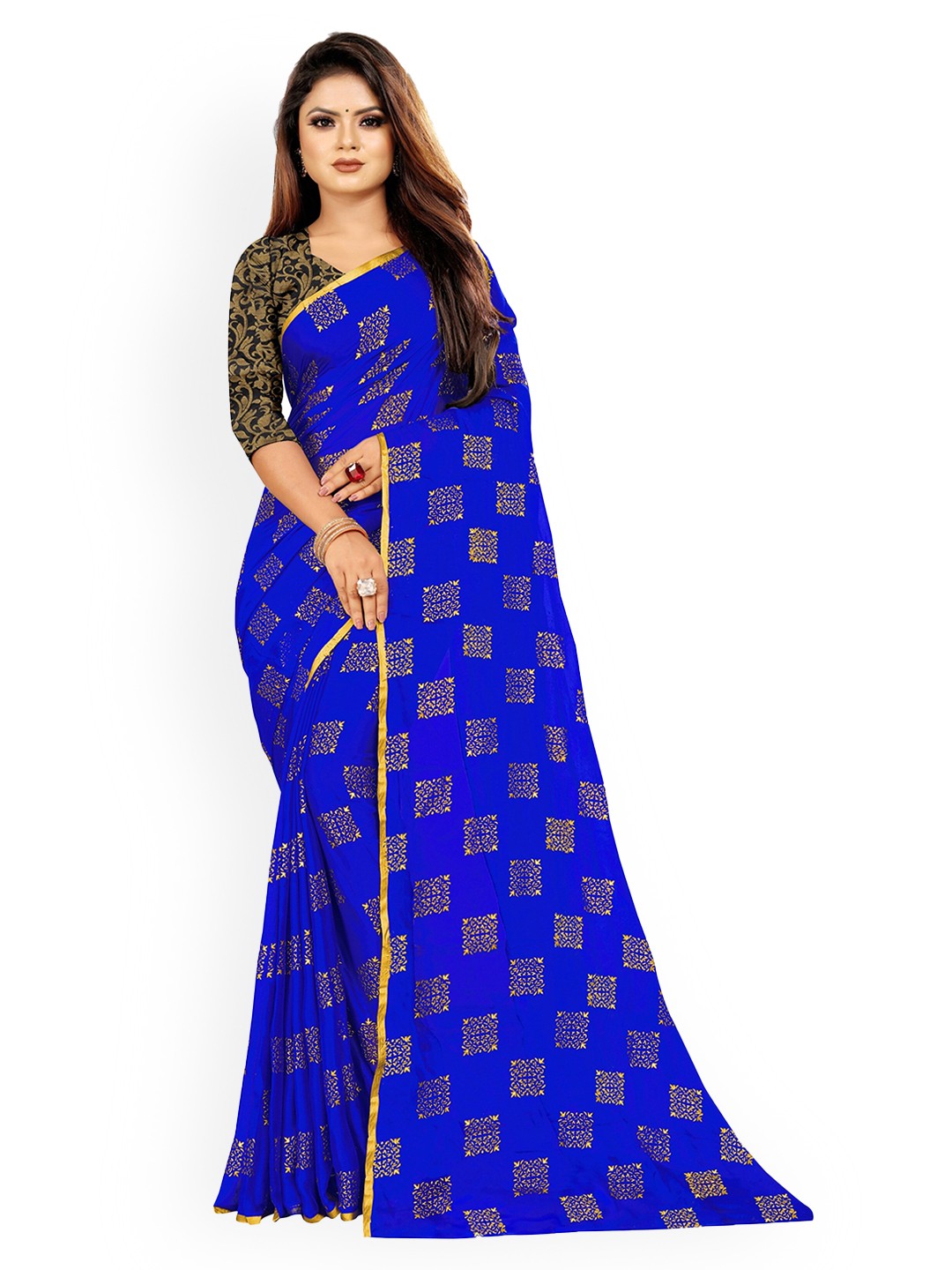 

Rhey Ethnic Motifs Printed Saree, Blue