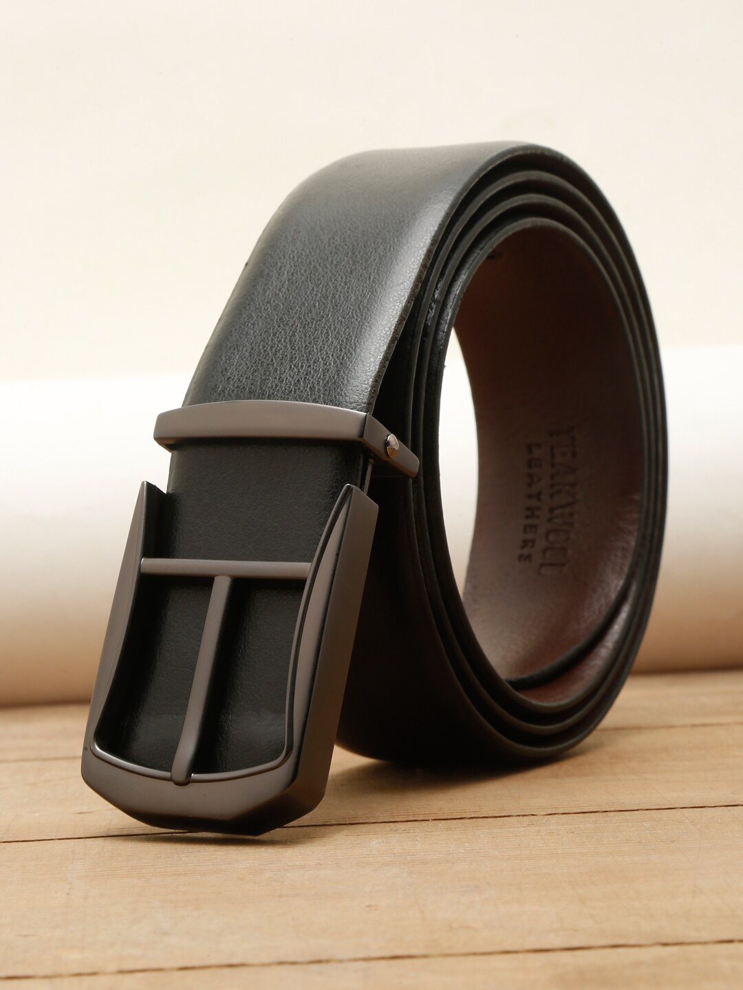 

Teakwood Leathers Men Reversible Formal Belt, Black