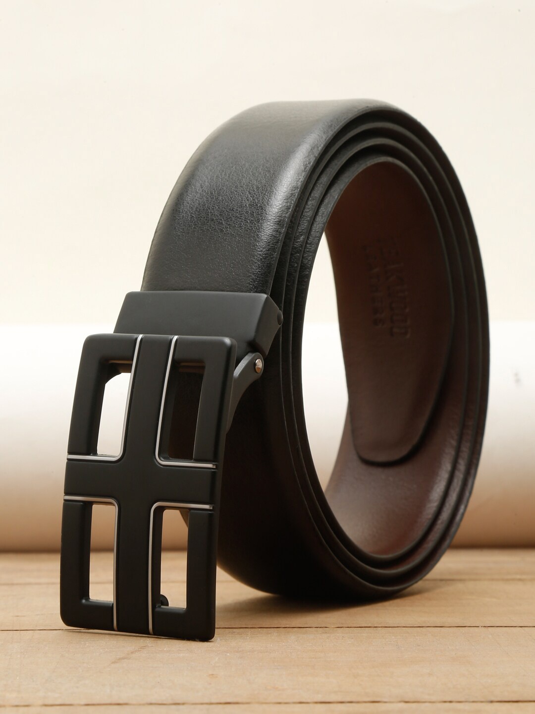 

Teakwood Leathers Men Reversible Formal Belt, Black