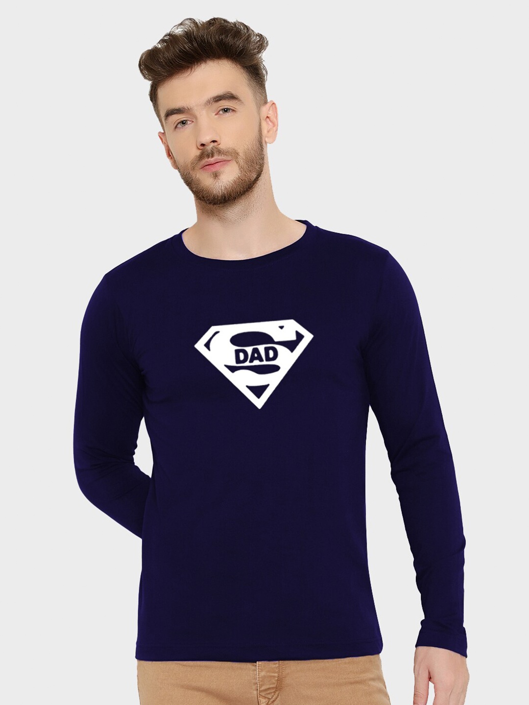 

T-SHIRT TRUCK Super Hero Printed Long Sleeves Cotton T-shirt, Navy blue