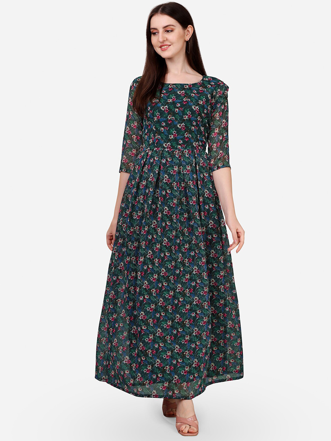 

Fashion2wear Floral Printed Georgette Maxi Dress, Blue