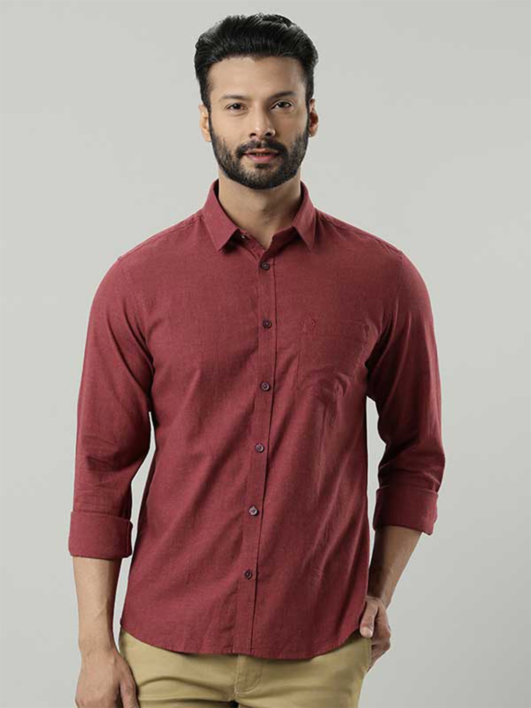 

Indian Terrain India Slim Fit Pure Cotton Casual Shirt, Red