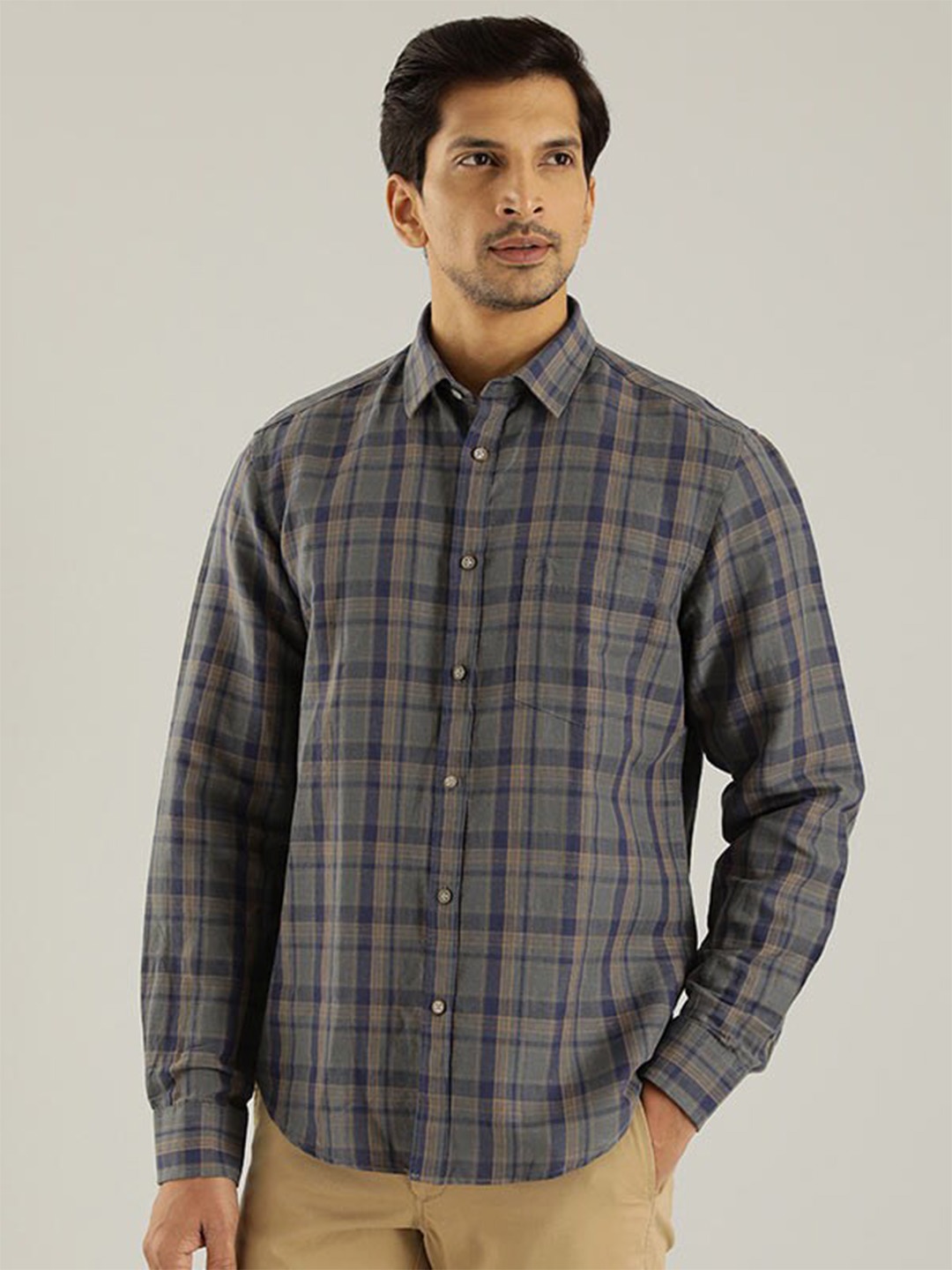 

Indian Terrain Slim Fit Tartan Checked Casual Shirt, Blue