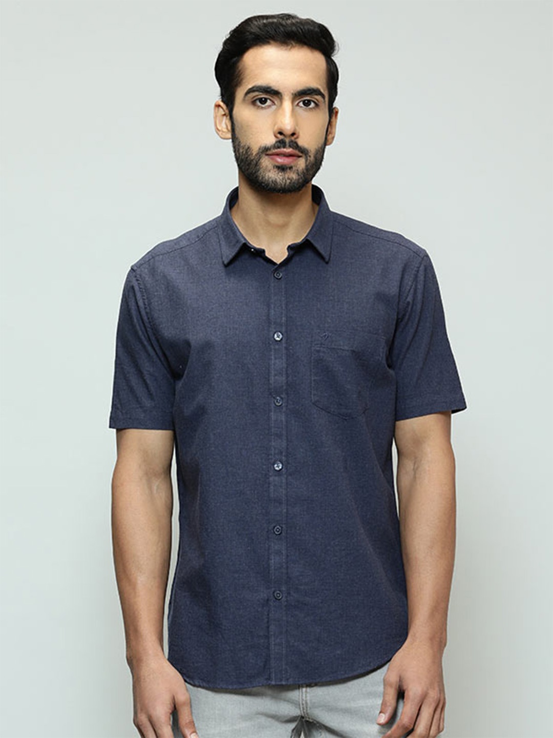 

Indian Terrain Spread Collar Slim Fit Casual Shirt, Blue