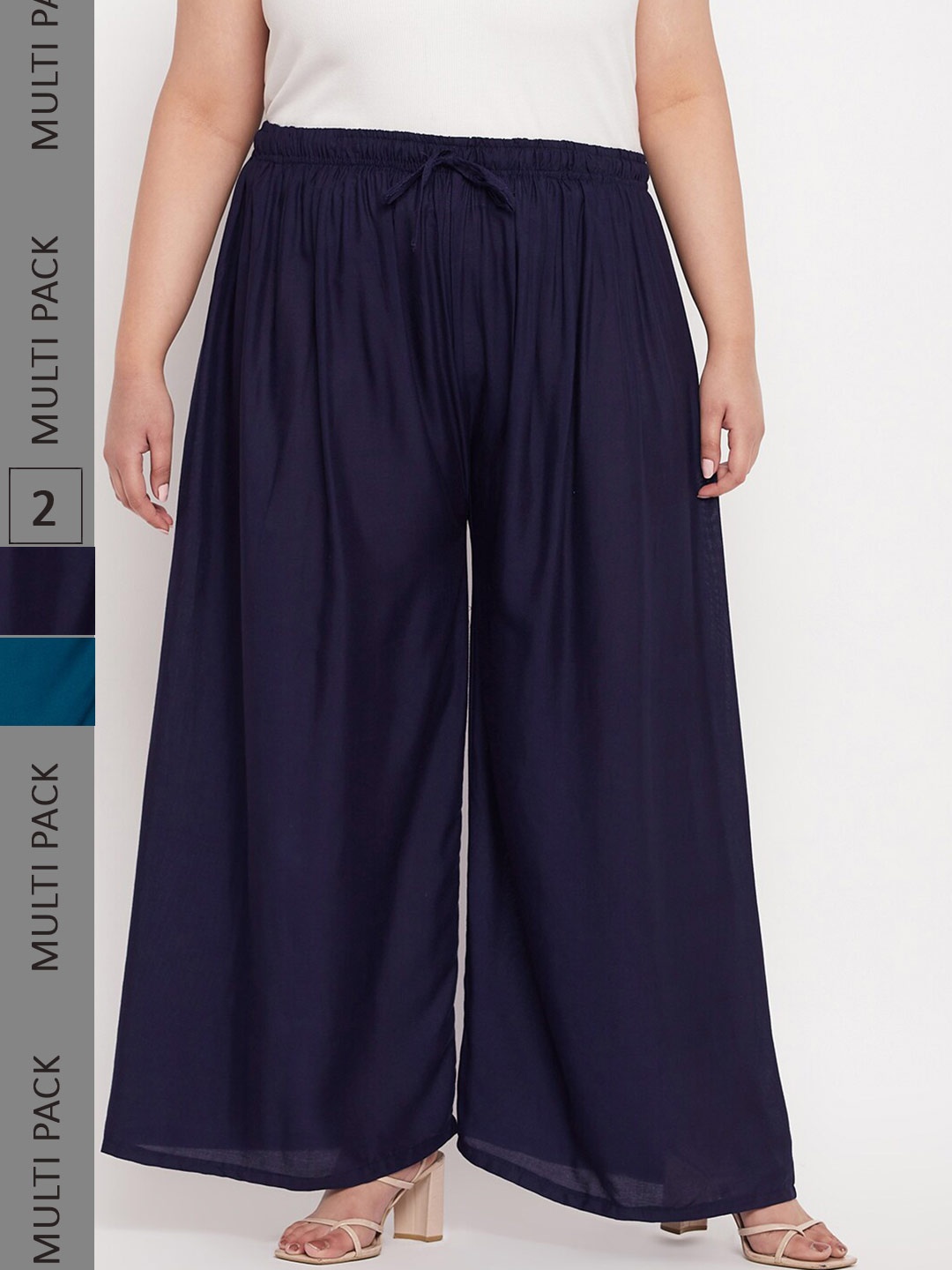

CLORA CREATION PLUS Women Plus Size Pack Of 2 Straight Fit Ethnic Palazzos, Blue