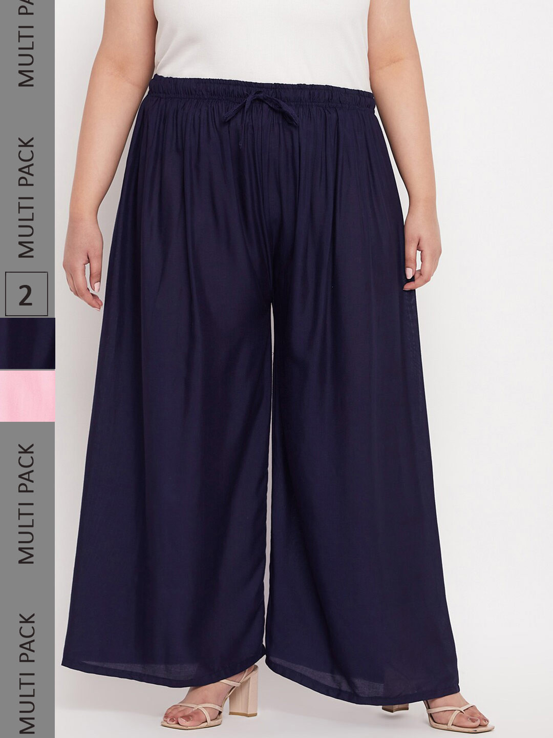 

CLORA CREATION PLUS Women Pack of 2 Palazzos, Navy blue