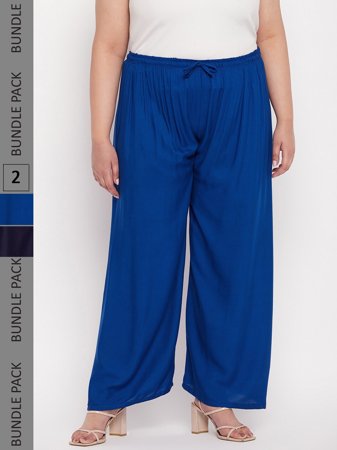 

CLORA CREATION PLUS Women Pack of 2 Palazzos, Navy blue