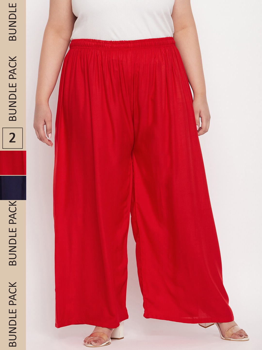 

CLORA CREATION PLUS Women Pack of 2 Palazzos, Red