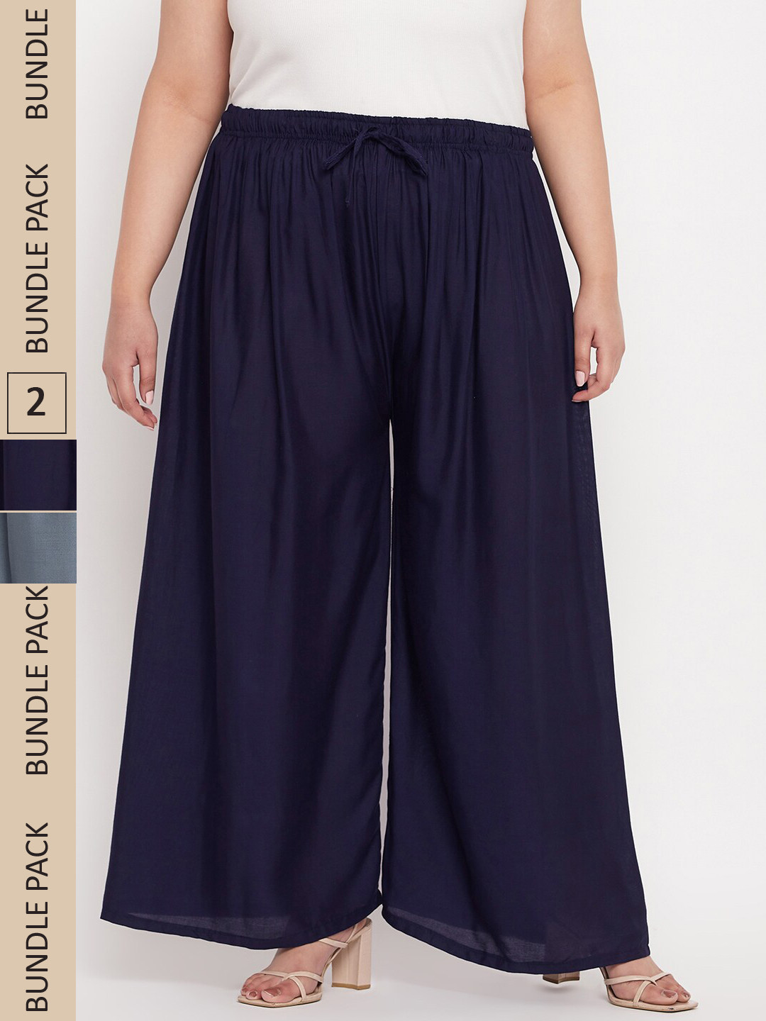 

CLORA CREATION PLUS Women Pack of 2 Palazzos, Grey