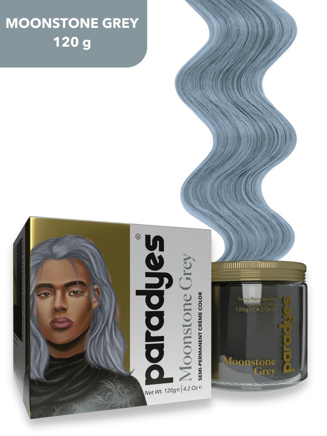 

Paradyes Ammonia Free Semi-Permanent Creme Hair Color 120 g - Moonstone Grey