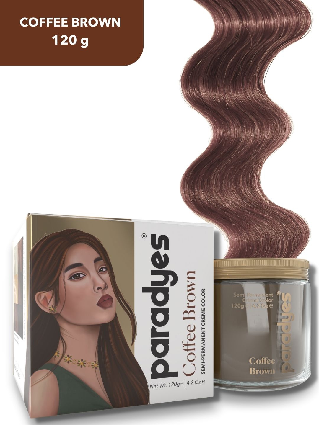 

Paradyes Ammonia Free Semi-Permanent Creme Hair Color 120 g - Coffee Brown