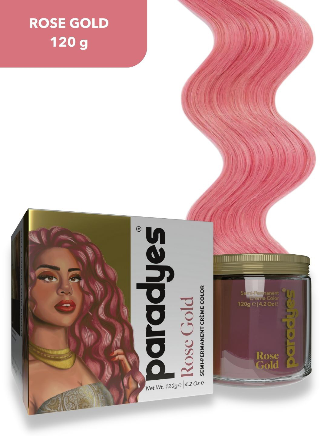 

Paradyes Ammonia Free Semi-Permanent Hair Color 120g - Rose Gold, Pink