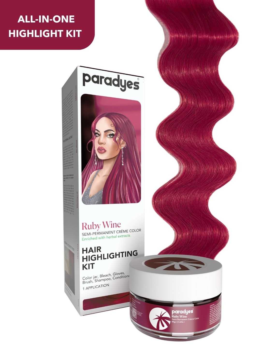 

Paradyes Semi-Permanent Hair Color Highlighting Kit 100g - Ruby Wine, Maroon