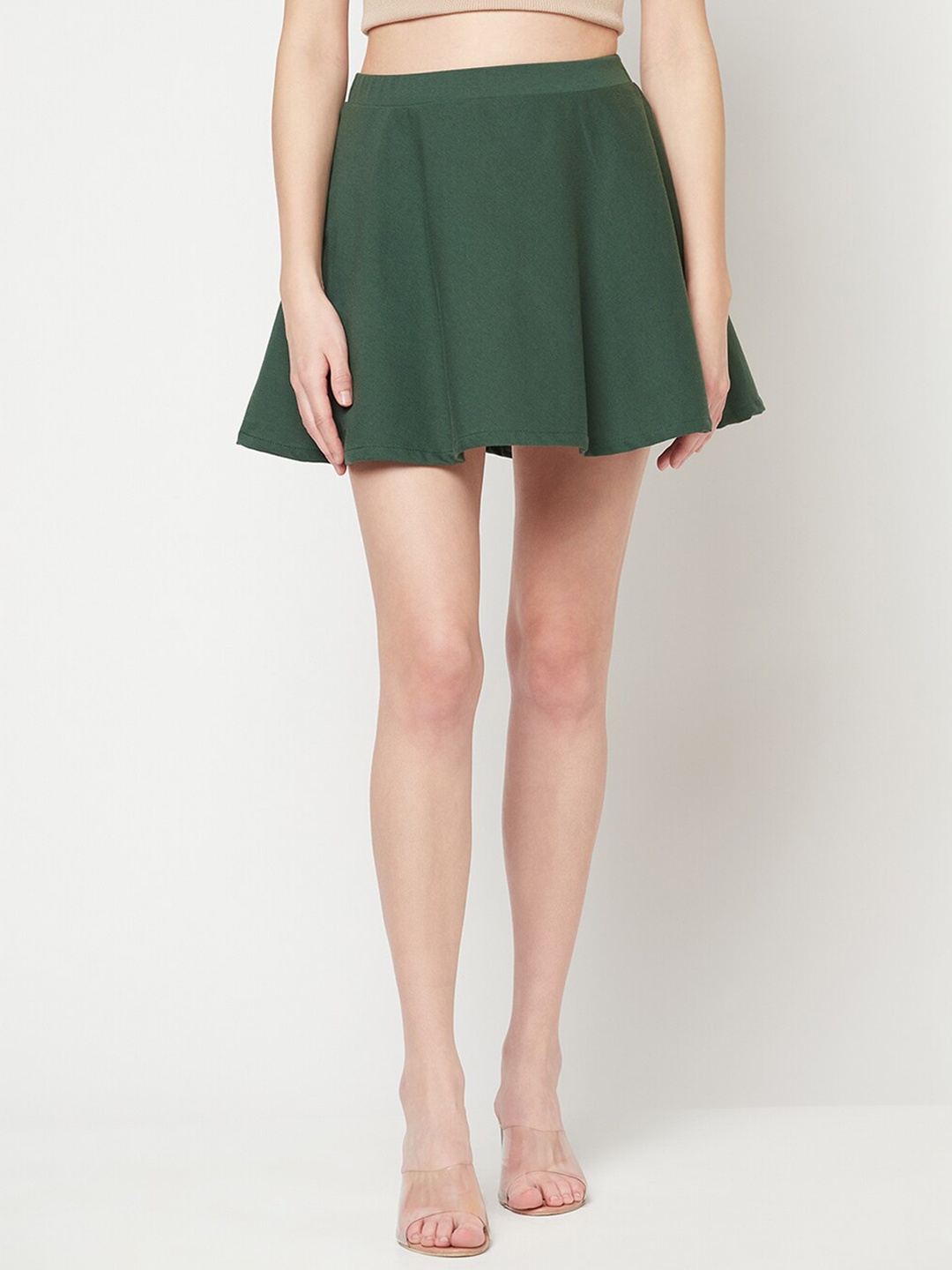 

GLITO Cotton Blend Flared Mini Skirt, Green