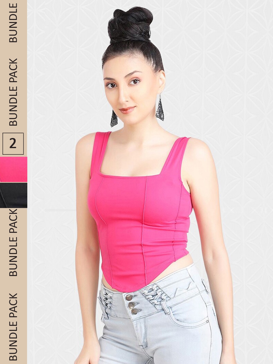 

Designer Bugs Pack Of 2 Tank Crop Tops, Pink