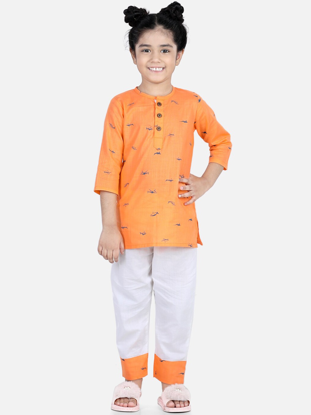 

BAESD Kids Conversational Printed Pure Cotton Night suit, Orange