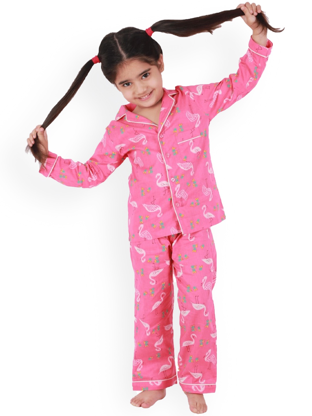 

BAESD Kids Conversational Printed Pure Cotton Night suit, Pink
