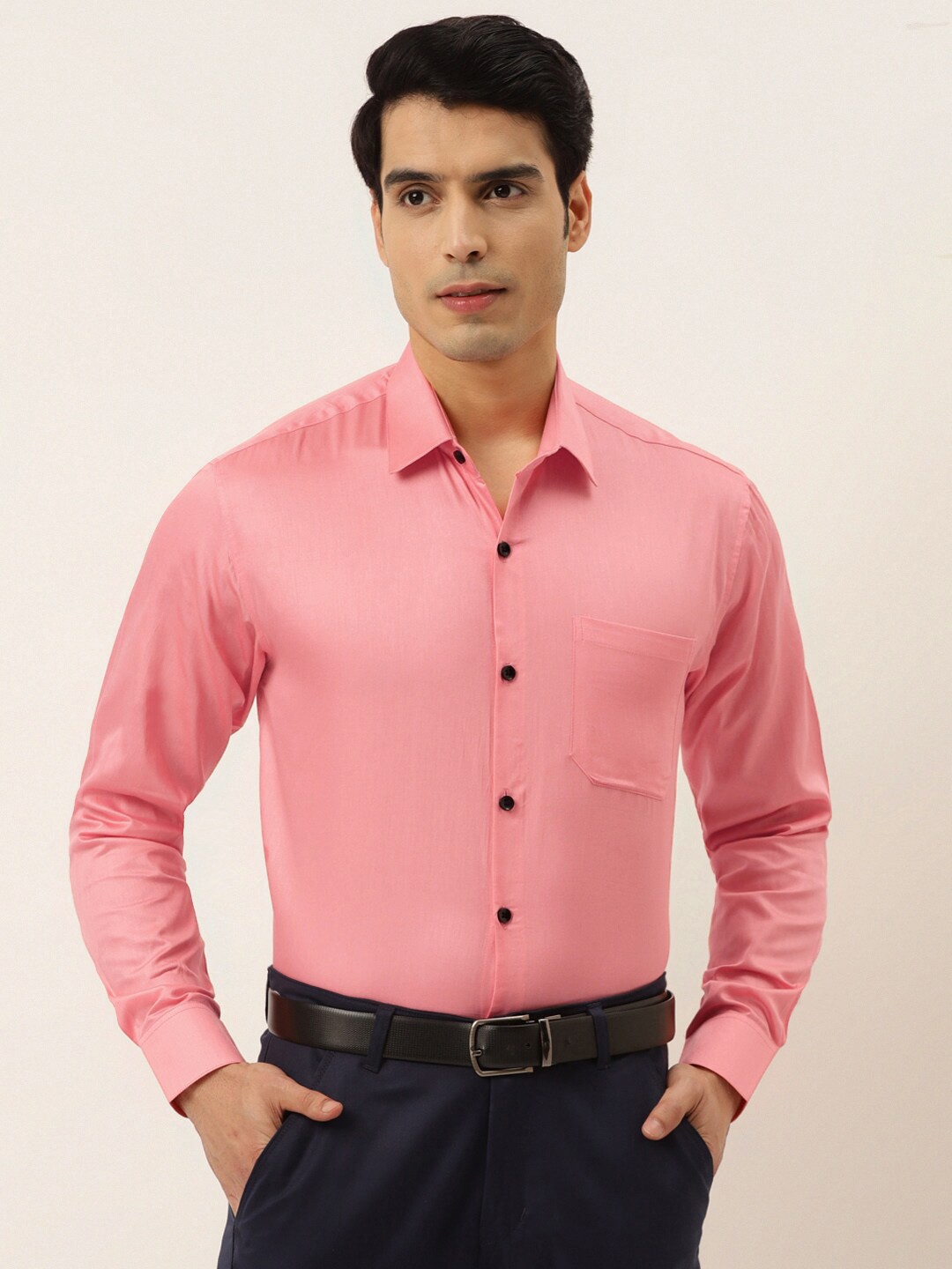 

JAINISH Spread Collar Classic Fit Pure Cotton Formal Shirt, Coral