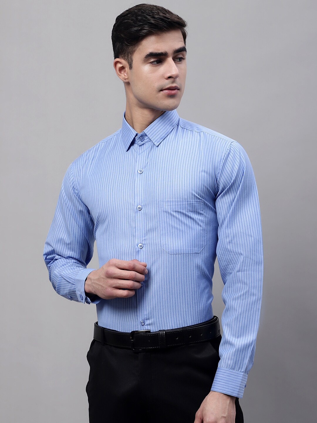 

JAINISH Classic Striped Spread Collar Formal Shirt, Blue
