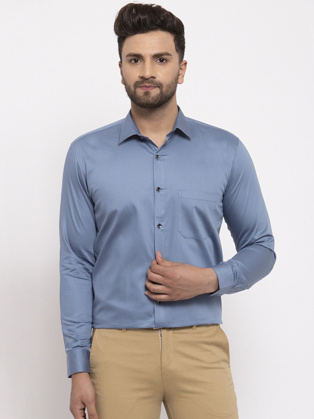 

JAINISH Spread Collar Cotton Formal Shirt, Grey