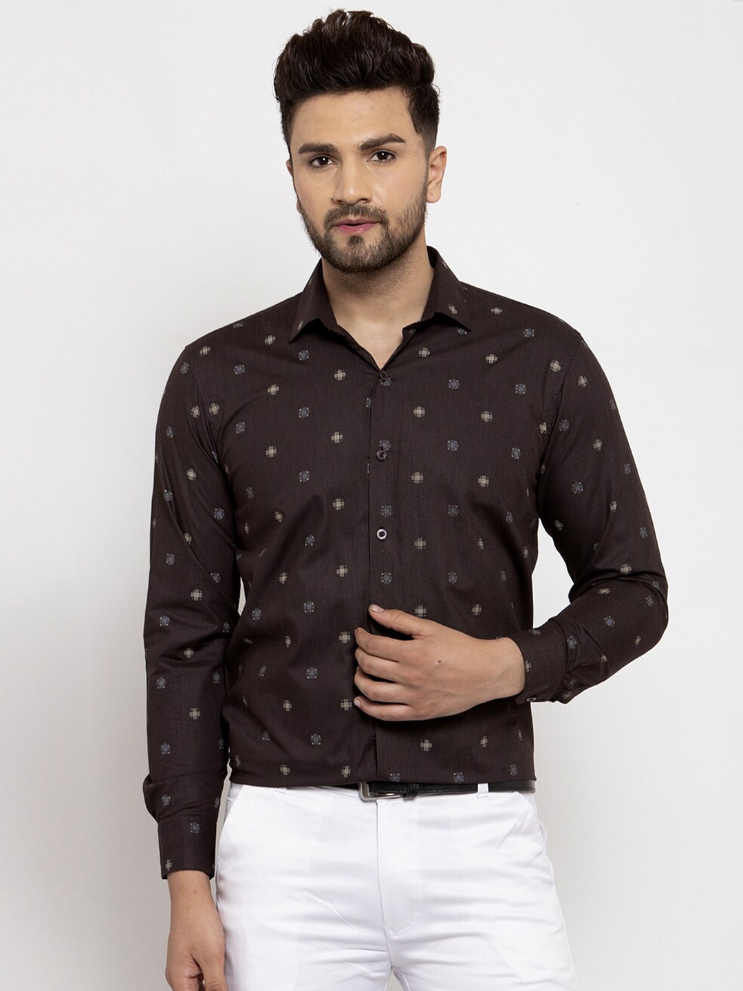 

JAINISH Classic Fit Geometric Printed Formal Shirt, Brown