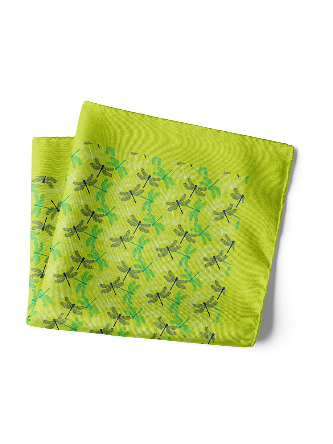

CHOKORE Dragonfly Printed Silk Pocket Square, Green