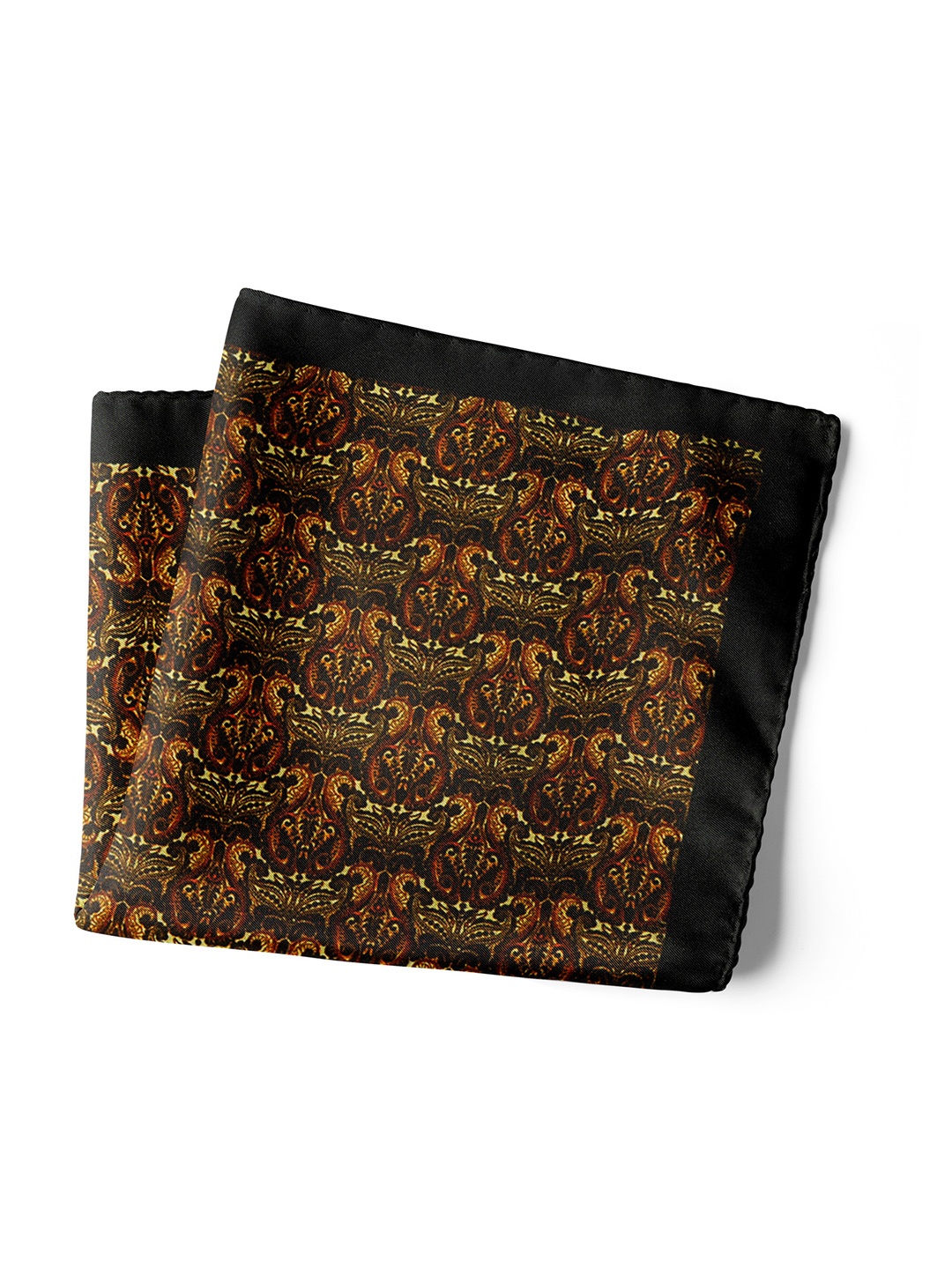 

CHOKORE Indian At Heart line Printed Silk Pocket Squares, Black