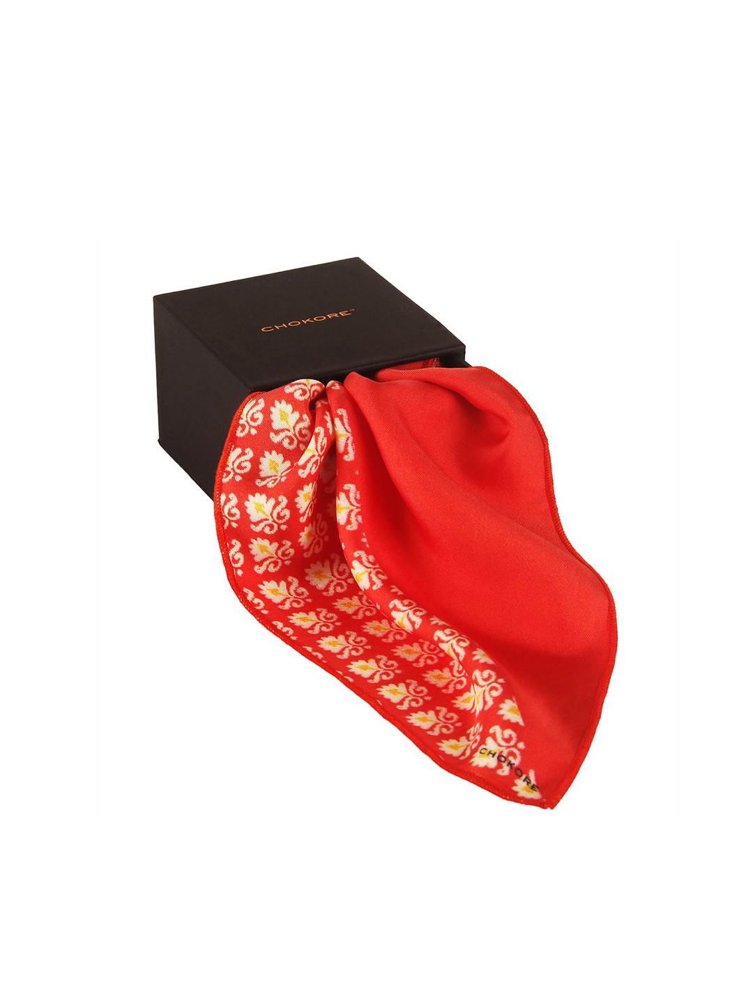 

CHOKORE Men Two-In-One Printed Silk Pocket Squares, Red