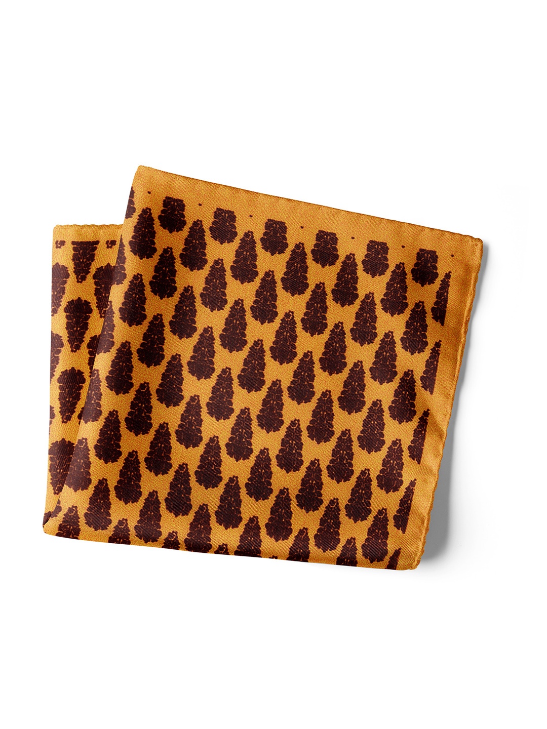 

CHOKORE Indian At Heart Line Men Printed Silk Pocket Squares, Yellow