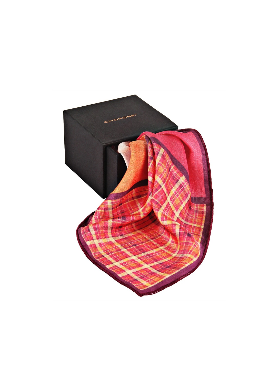 

CHOKORE Men Printed Silk Pocket Squares, Pink