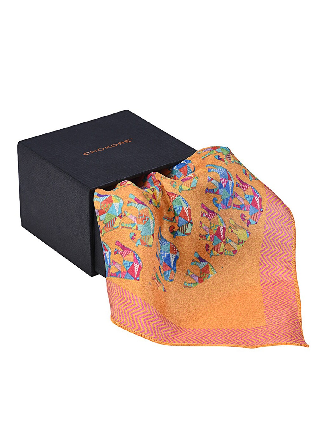 

CHOKORE The Wildlife Range Heart line Men Silk Pocket Squares, Orange