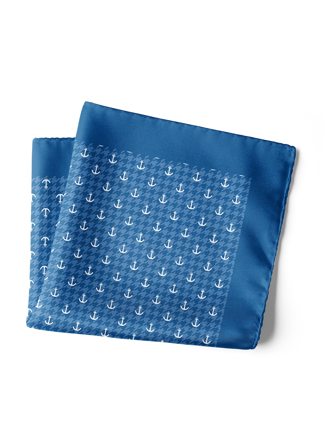 CHOKORE Marine Line Men Printed Silk Pocket Squares, Blue