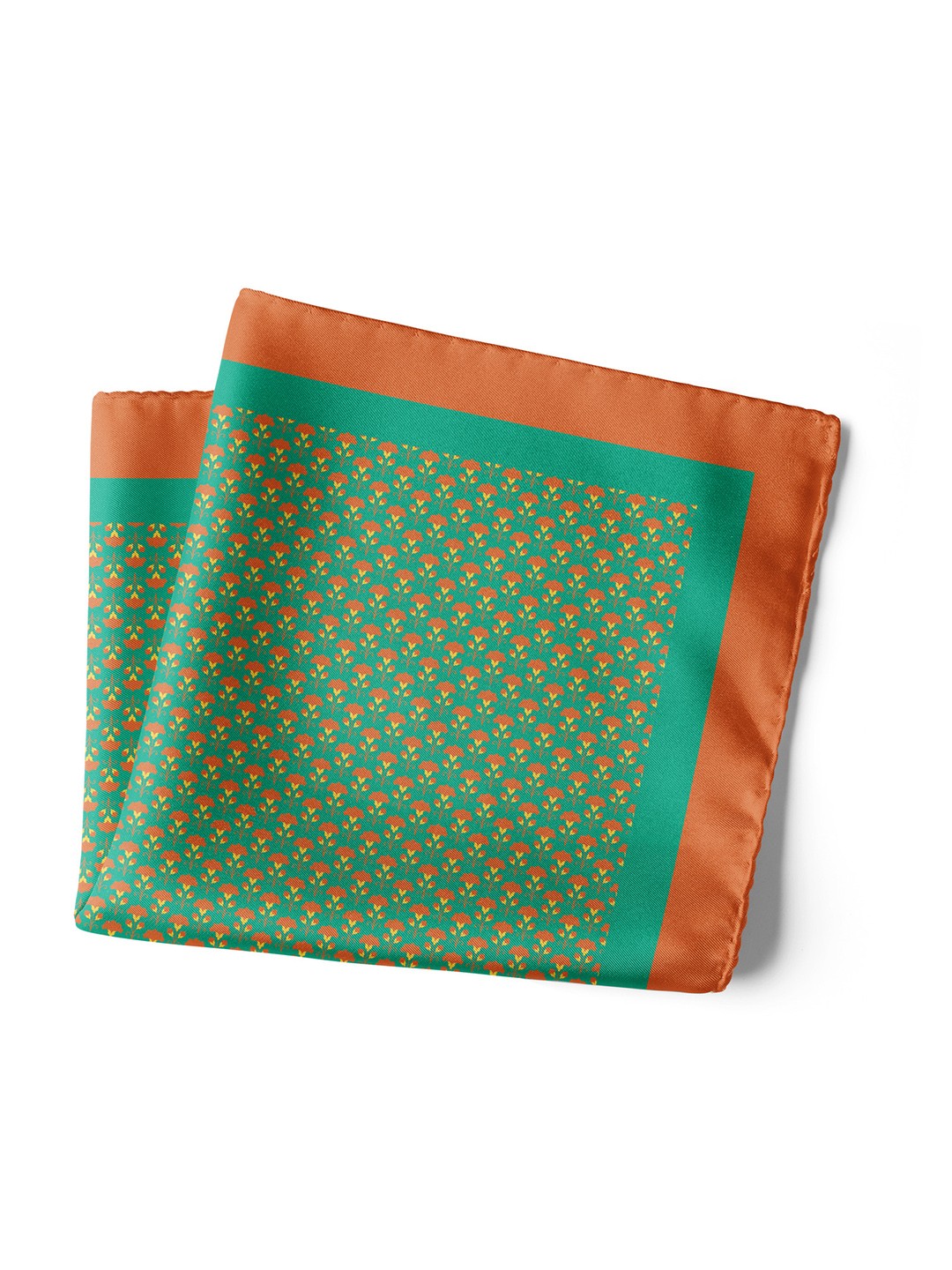 

CHOKORE Indian At Heart Line Men Printed Silk Pocket Squares, Green