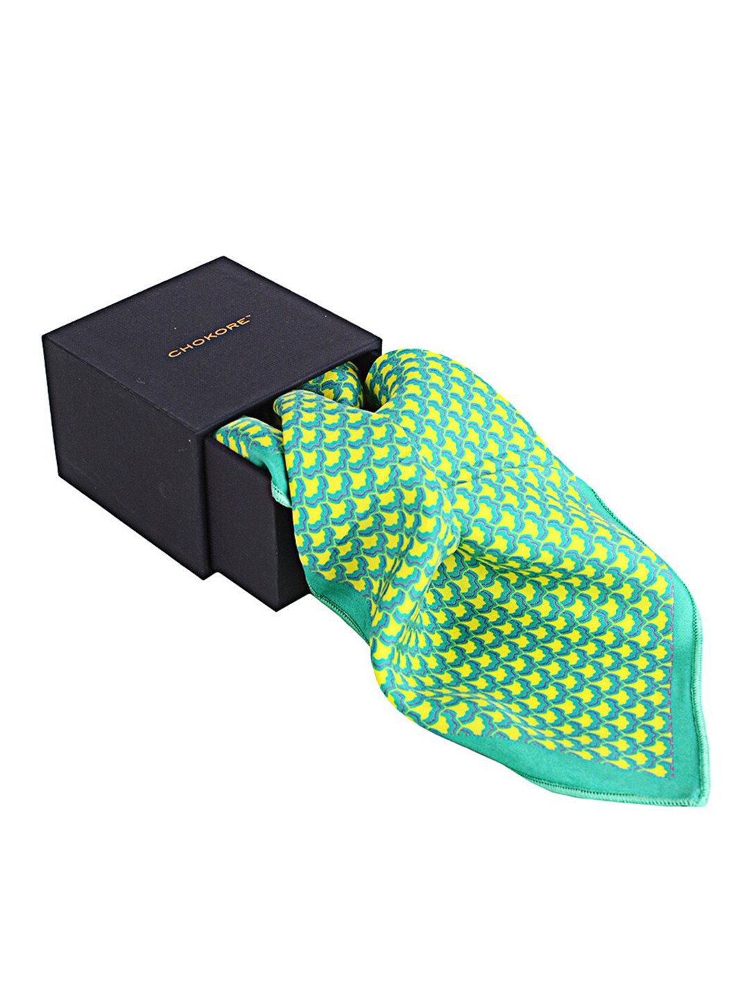

CHOKORE Men Printed Silk Pocket Squares, Green